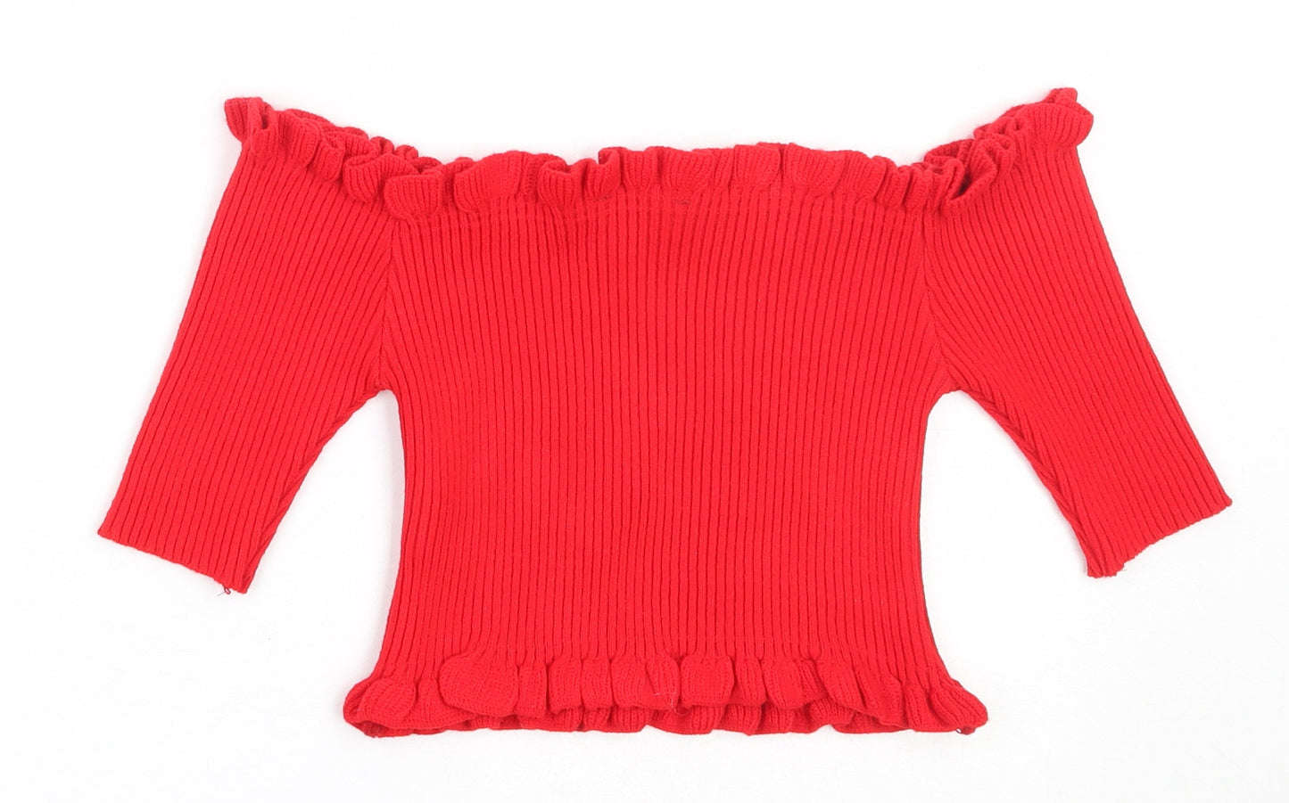 New Look Womens Red Square Neck  Acrylic Pullover Jumper Size M