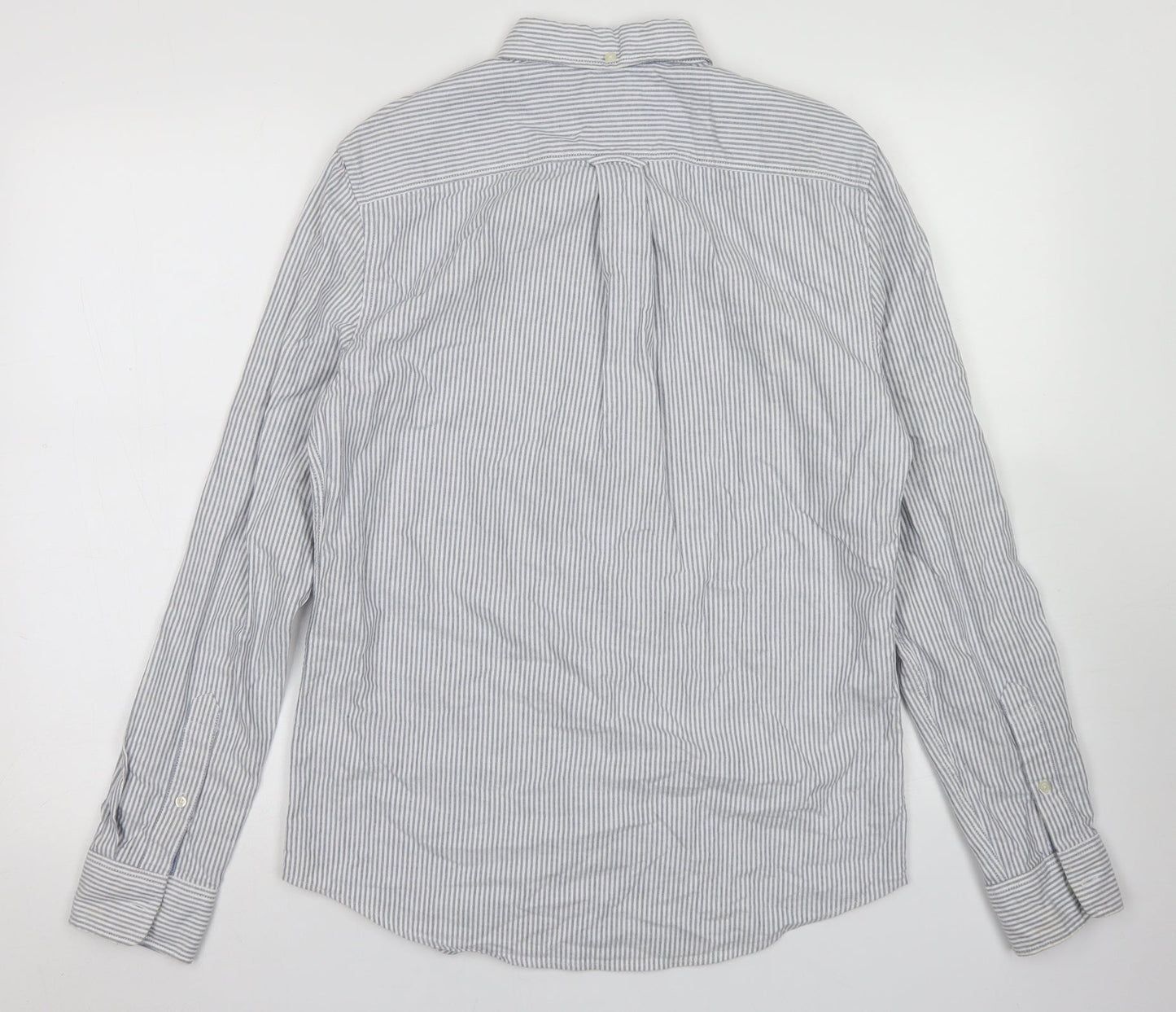 NEXT Mens Blue Striped Cotton  Button-Up Size S Collared Button