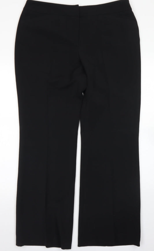 Marks & Spencer Womens Black  Polyester Dress Pants Trousers Size 16 L30 in Regular Hook & Eye