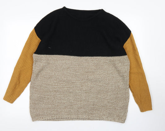 SheIn Womens Brown Crew Neck  Cotton Pullover Jumper Size M