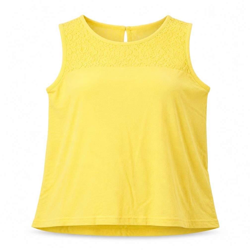 Studio Womens Yellow  Polyamide Basic Tank Size 16 Round Neck