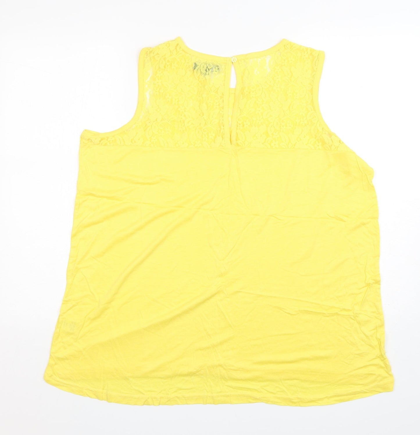 Studio Womens Yellow  Polyamide Basic Tank Size 16 Round Neck