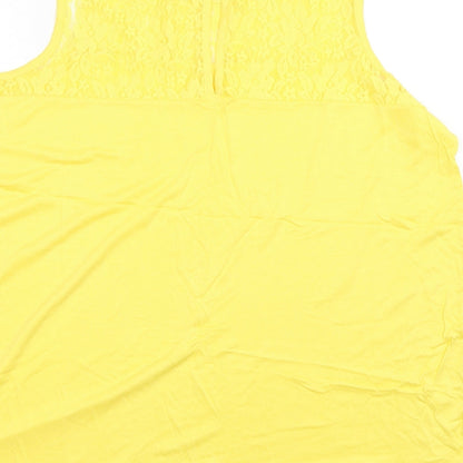 Studio Womens Yellow  Polyamide Basic Tank Size 16 Round Neck