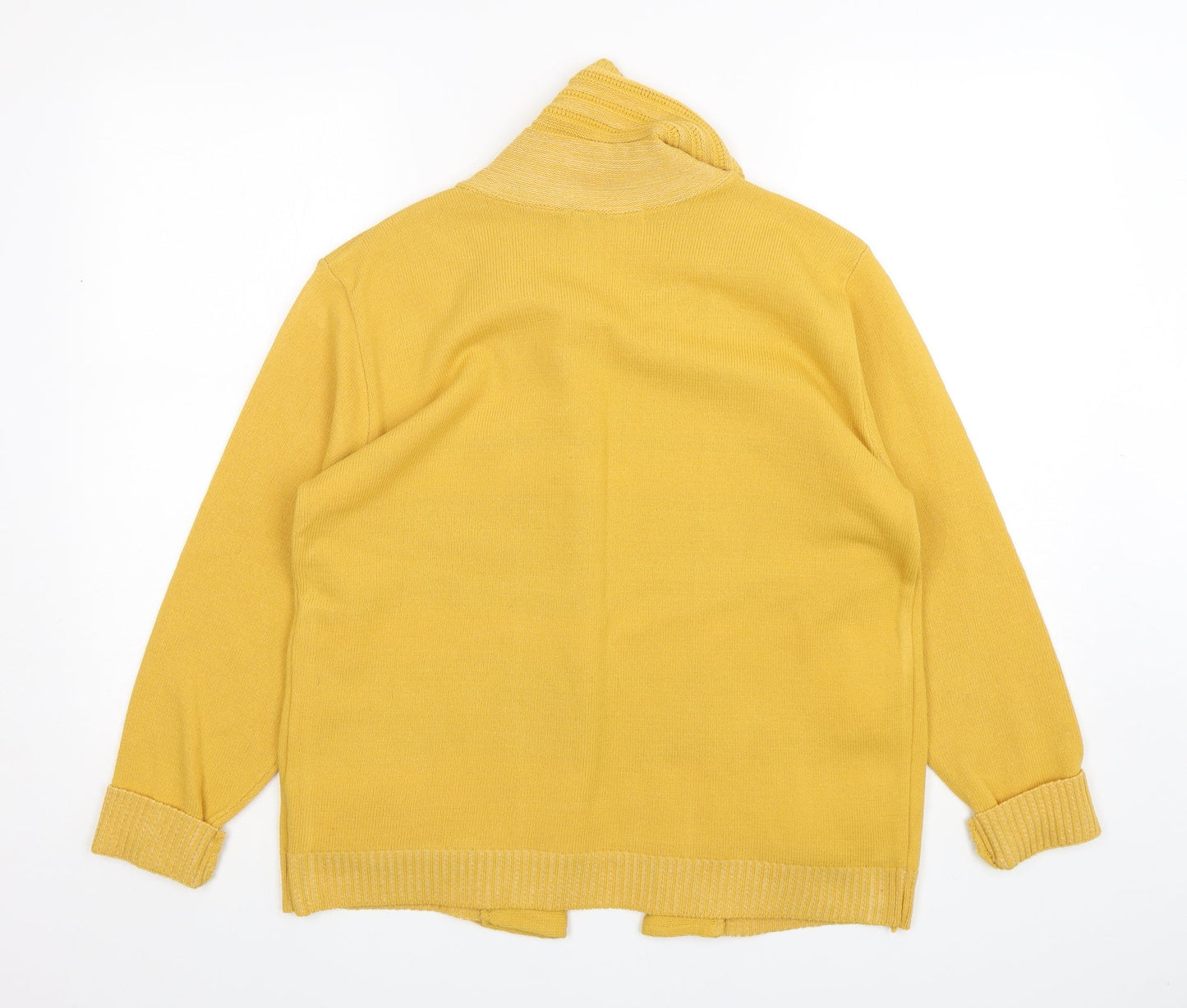 pure & natural Womens Yellow Round Neck Striped Acrylic Cardigan Jumper Size M   - Cardigan and Top All in One