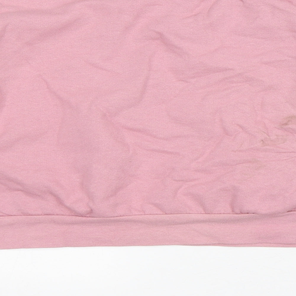 Boohoo Womens Pink  Cotton Pullover Sweatshirt Size L   - Cropped