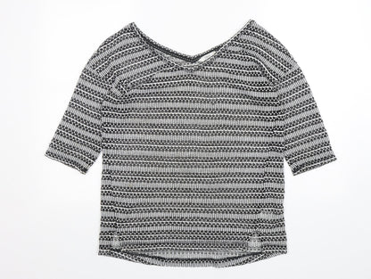 Next Womens Multicoloured V-Neck Argyle/Diamond Polyester Pullover Jumper Size 10