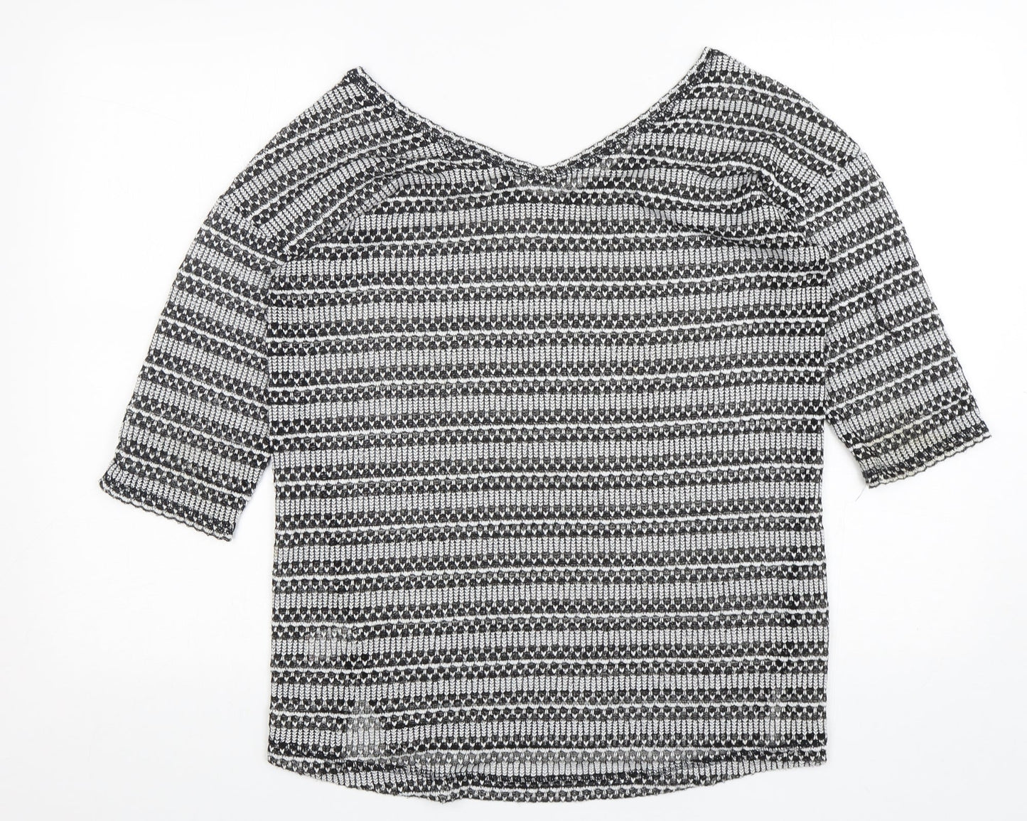 NEXT Womens Multicoloured V-Neck Argyle/Diamond Polyester Pullover Jumper Size 10