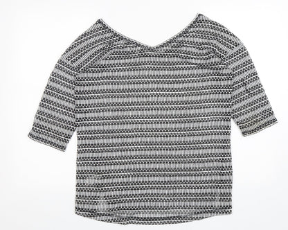 Next Womens Multicoloured V-Neck Argyle/Diamond Polyester Pullover Jumper Size 10