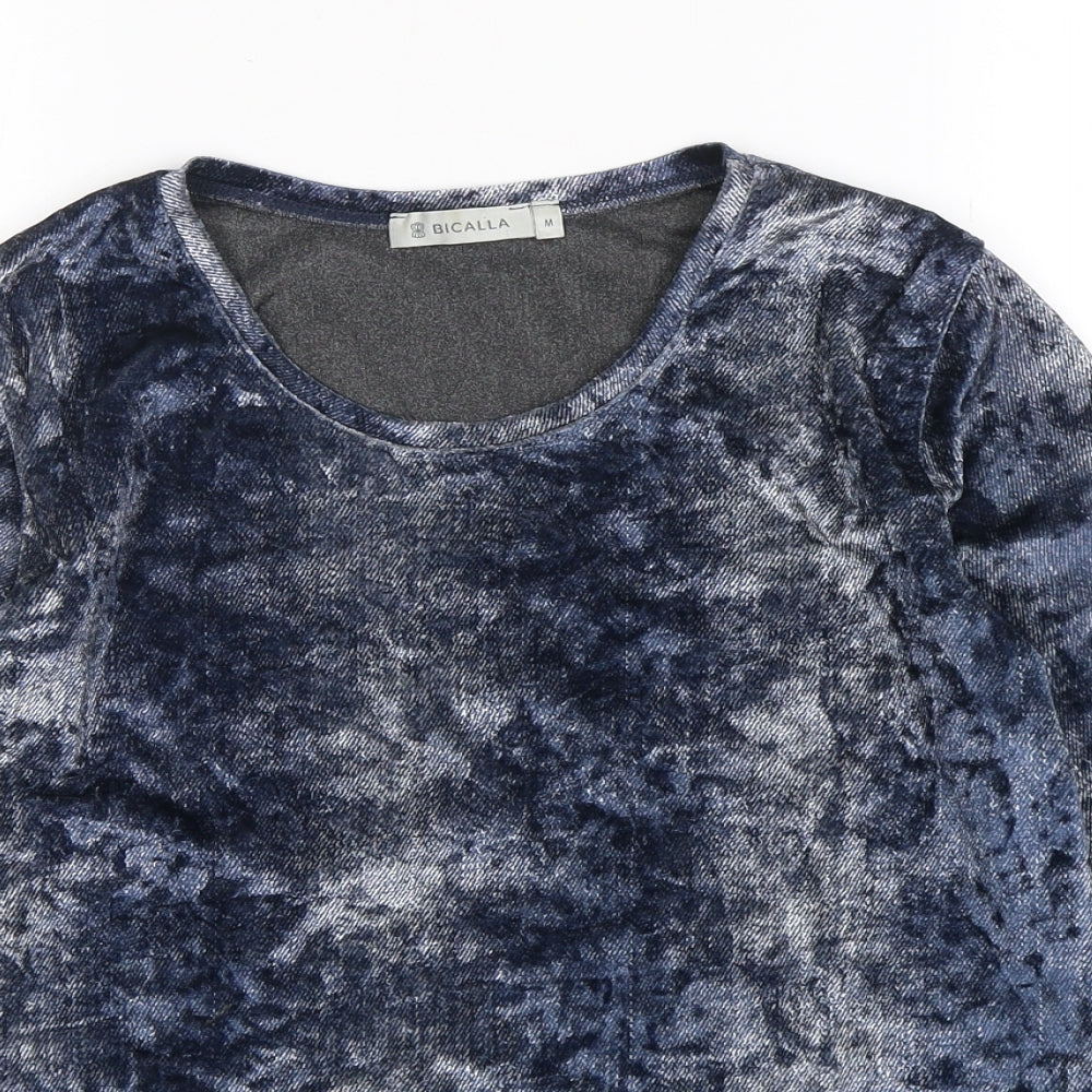 Bicalla Womens Blue Round Neck  Polyester Pullover Jumper Size M