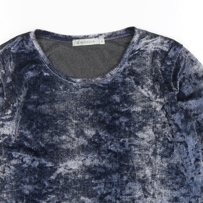 Bicalla Womens Blue Round Neck  Polyester Pullover Jumper Size M