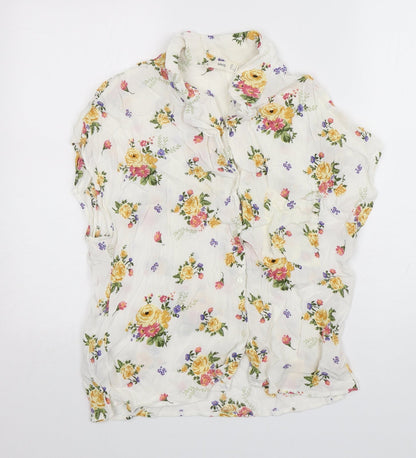 Preloved MNG Womens Multicoloured Floral Viscose Basic Button-Up Size L Collared - Front
