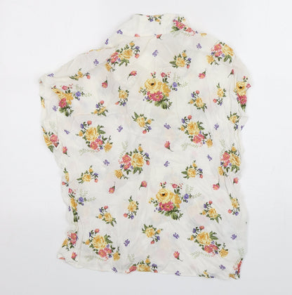 Preloved MNG Womens Multicoloured Floral Viscose Basic Button-Up Size L Collared - Back