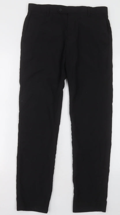 Next Mens Black  Polyester Capri Trousers Size 30 L31 in Regular Button