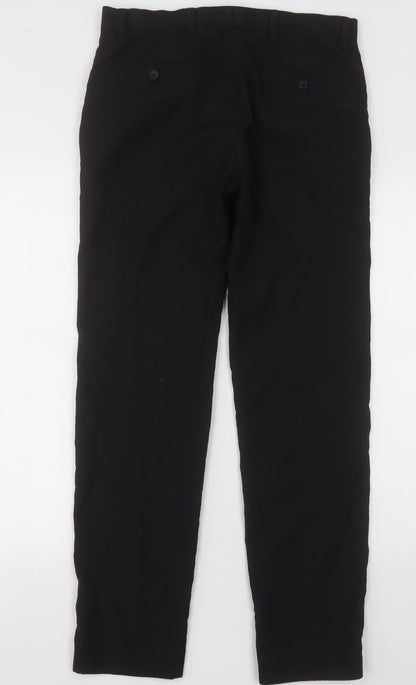 Next Mens Black  Polyester Capri Trousers Size 30 L31 in Regular Button
