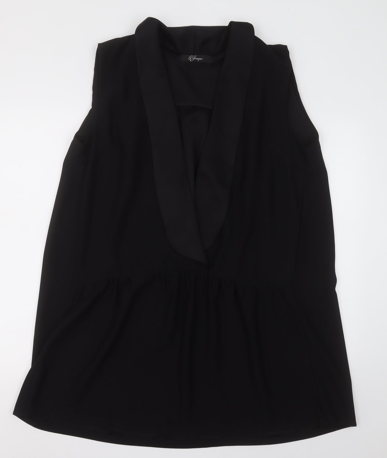 Preworn Womens Black  Polyester Basic Blouse Size L V-Neck