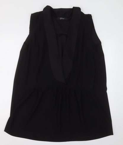 Preworn Womens Black  Polyester Basic Blouse Size L V-Neck