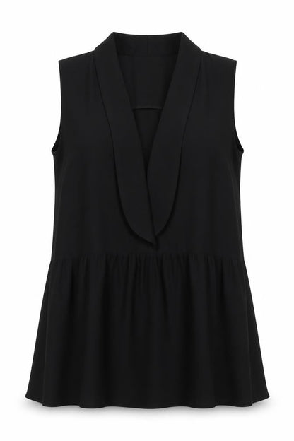 Preworn Womens Black  Polyester Basic Blouse Size L V-Neck