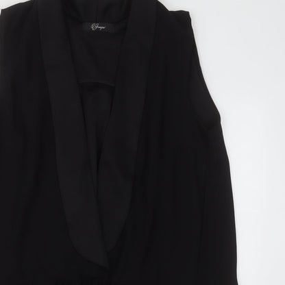 Preworn Womens Black  Polyester Basic Blouse Size L V-Neck