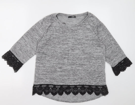 quix Womens Grey  Polyester Pullover Sweatshirt Size S  Pullover - Lace trim