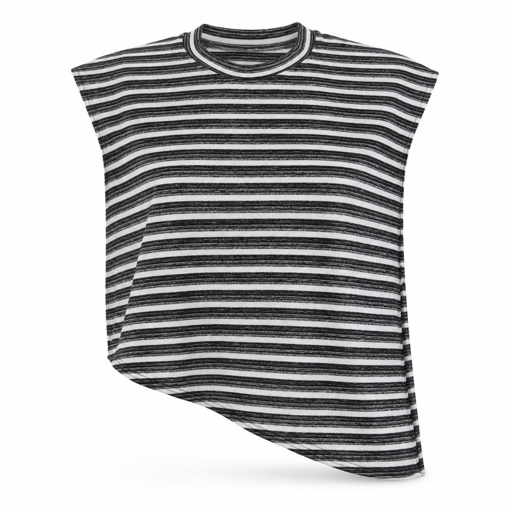 blue vanilla Womens Black Crew Neck Striped Polyester Cape Jumper Size M