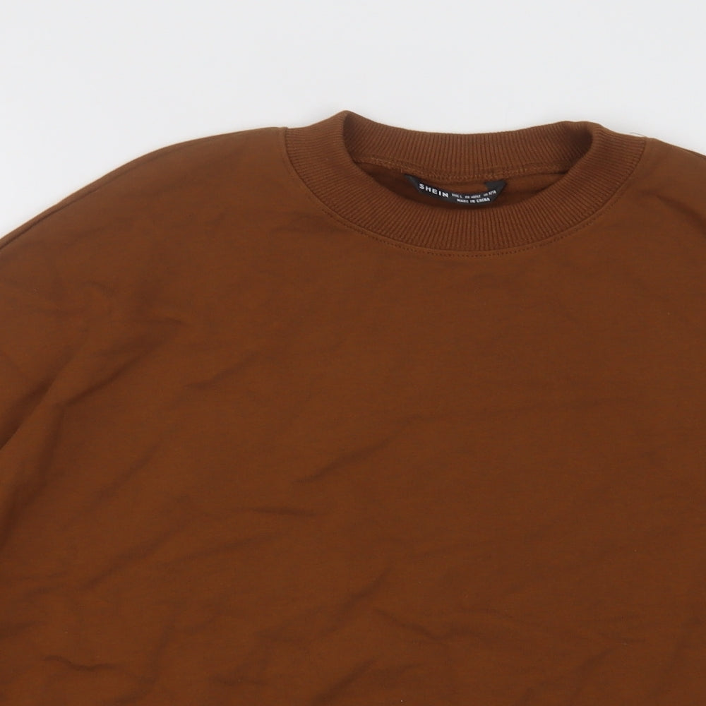 SheIn Womens Brown Crew Neck  Cotton Pullover Jumper Size L