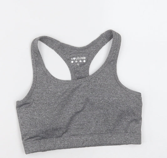mataaln Womens Grey  Polyester Cropped Tank Size S Scoop Neck Pullover
