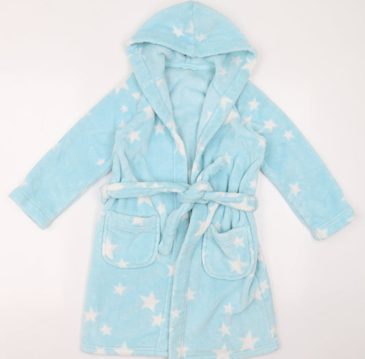Marks and Spencer Girls Blue Geometric Polyester  Gown Size 6-7 Years  Tie - Star Pattern