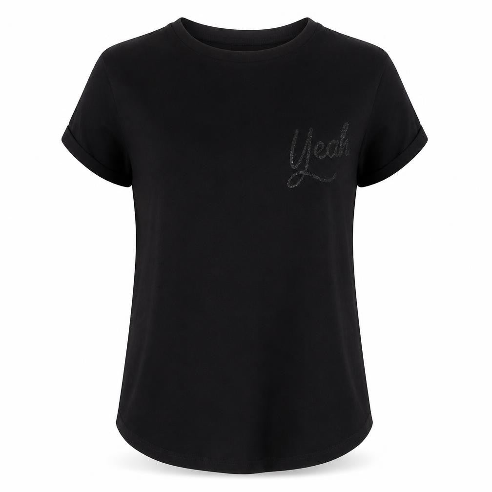 Pull&Bear Womens Black  Polyester Basic T-Shirt Size S Crew Neck - yeah