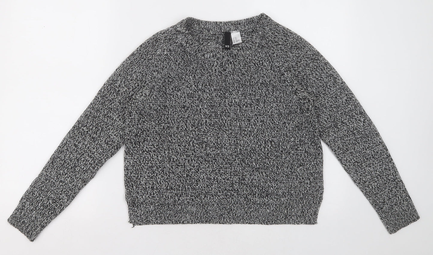 H&M Womens Grey Crew Neck  Acrylic Pullover Jumper Size XS