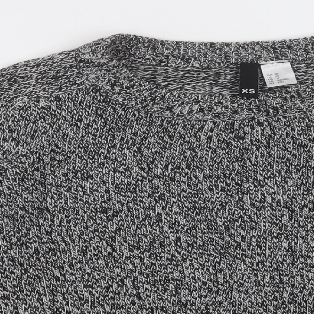 H&M Womens Grey Crew Neck  Acrylic Pullover Jumper Size XS