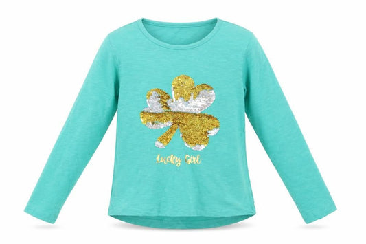 Dunnes Girls Green  Cotton Basic Blouse Size 9 Years Crew Neck  - Lucky