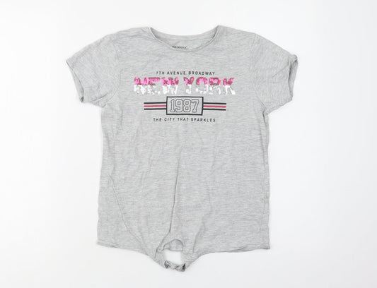 Primark Girls Grey  Cotton Basic T-Shirt Size 10-11 Years Crew Neck  - New York
