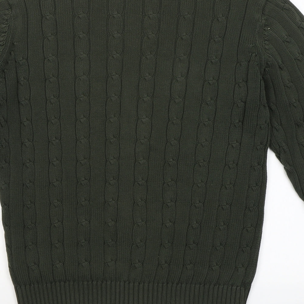 Blue Harbour Mens Green Round Neck  Cotton Pullover Jumper Size S