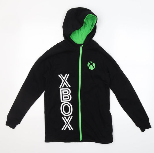 George Boys Black  Cotton Full Zip Hoodie Size 12-13 Years   - XBOX