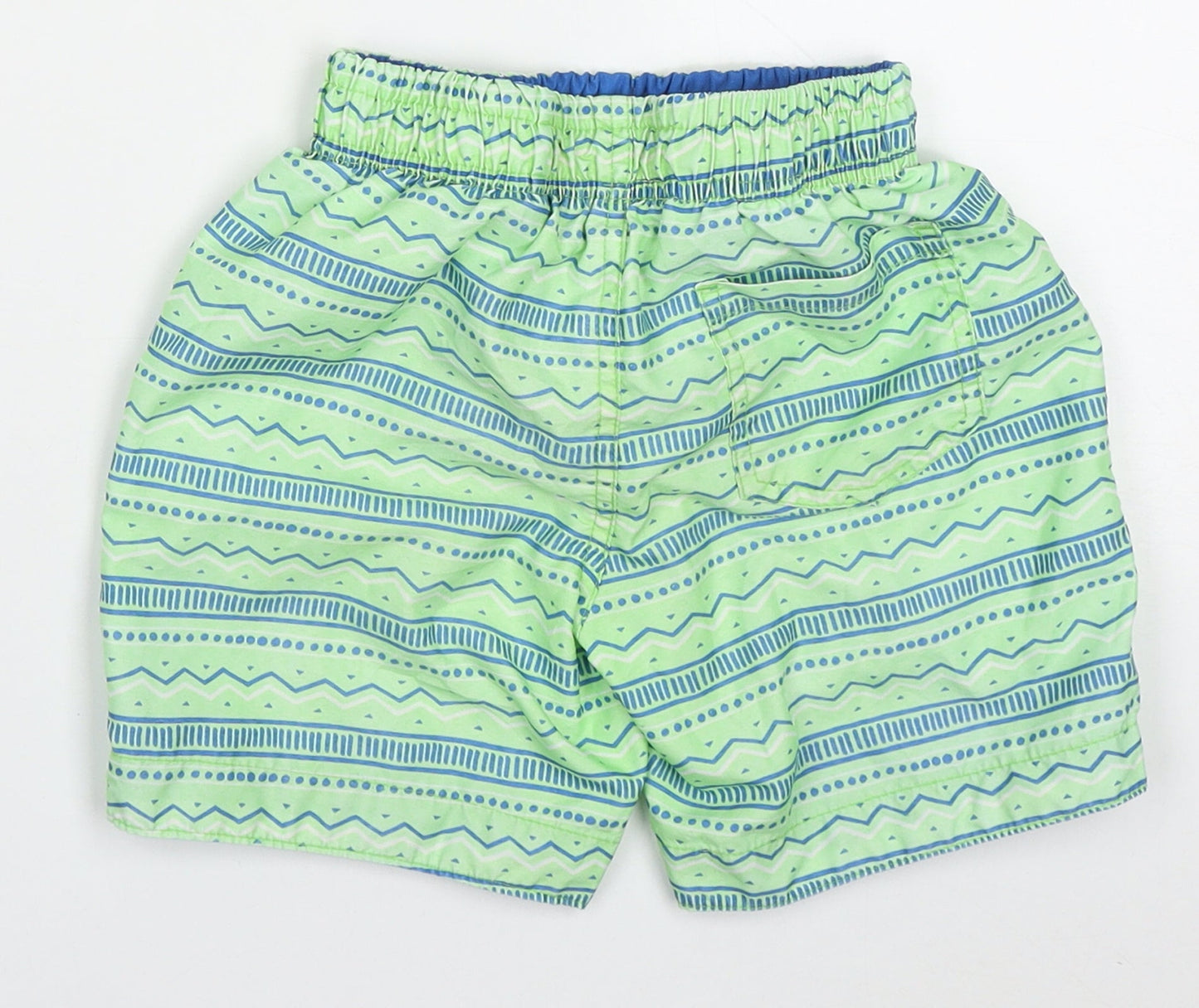 Primark Boys Green Geometric Polyester Bermuda Shorts Size 3-4 Years  Regular Drawstring - Swim Shorts