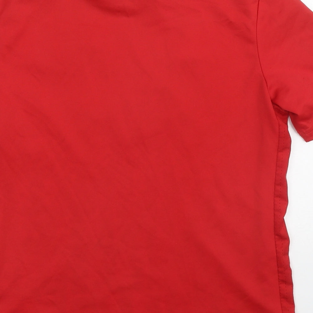 adidas Boys Red  Polyester Basic T-Shirt Size 11-12 Years Crew Neck Pullover - Manchester United