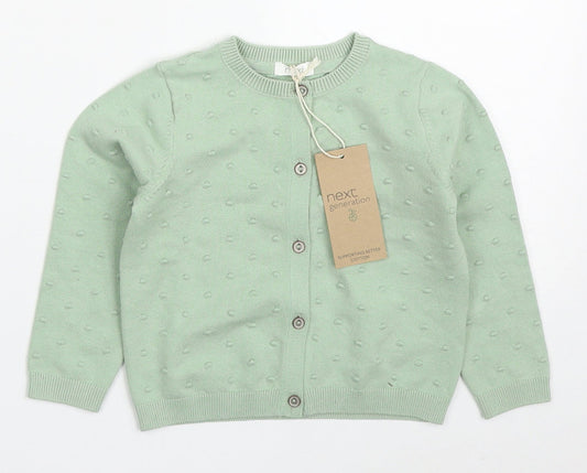NEXT Girls Green  Cotton Cardigan Jumper Size 12-18 Months  Button
