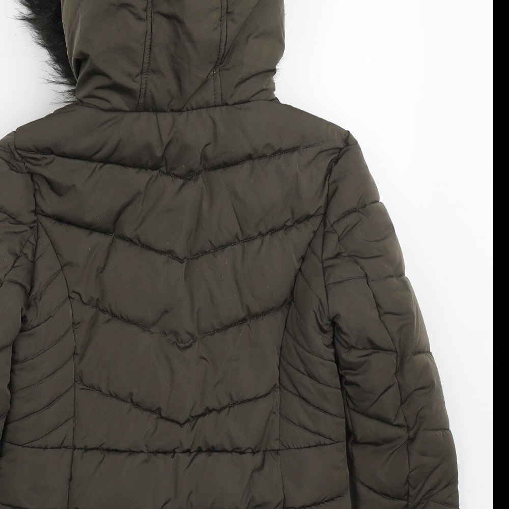 Primark Womens Green   Quilted Coat Size 4  Lace Up