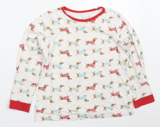 Matalan Girls Multicoloured Solid Cotton Top Pyjama Top Size 10 Years  Pullover - Sausage Dog
