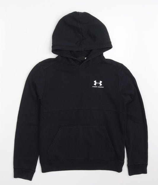 Under armour Boys Black  Cotton Pullover Hoodie Size 11-12 Years  Pullover