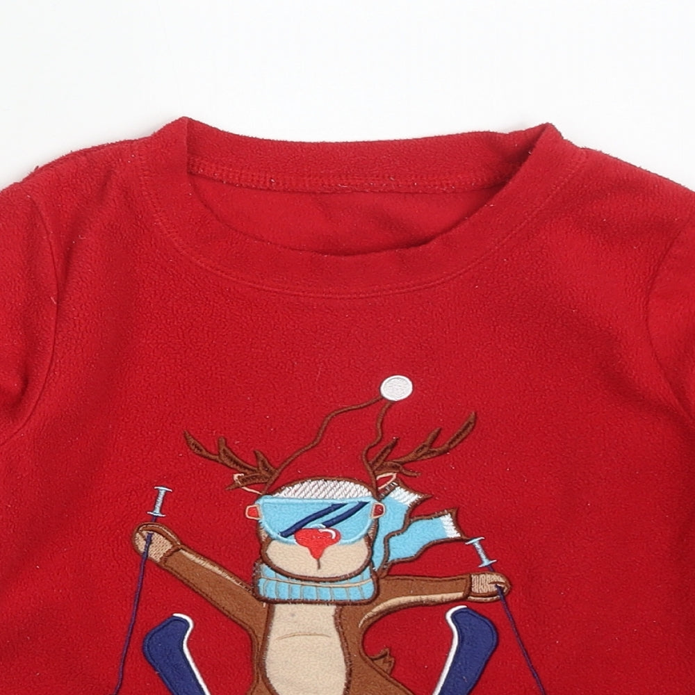 Dunnes Boys Red Solid Polyester  Pyjama Top Size 5-6 Years  Pullover - Snow Day