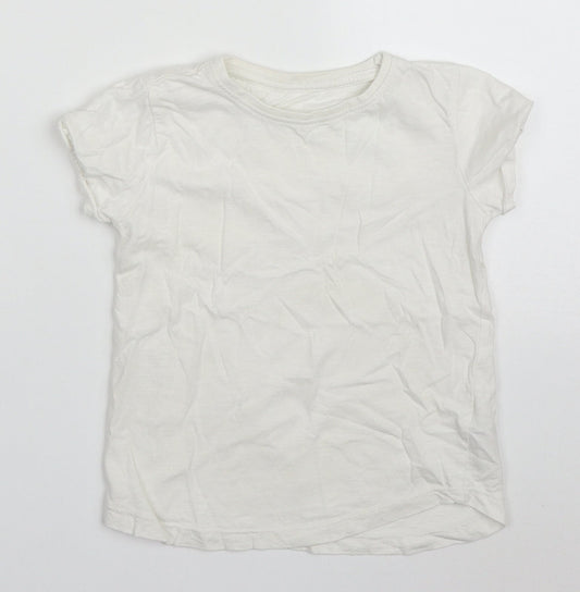 Dunnes Boys White  Cotton Basic T-Shirt Size 4-5 Years Crew Neck Pullover