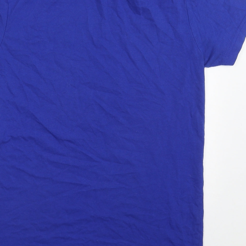 Preworn Mens Blue  Cotton  T-Shirt Size M Crew Neck  - Merry Christmas
