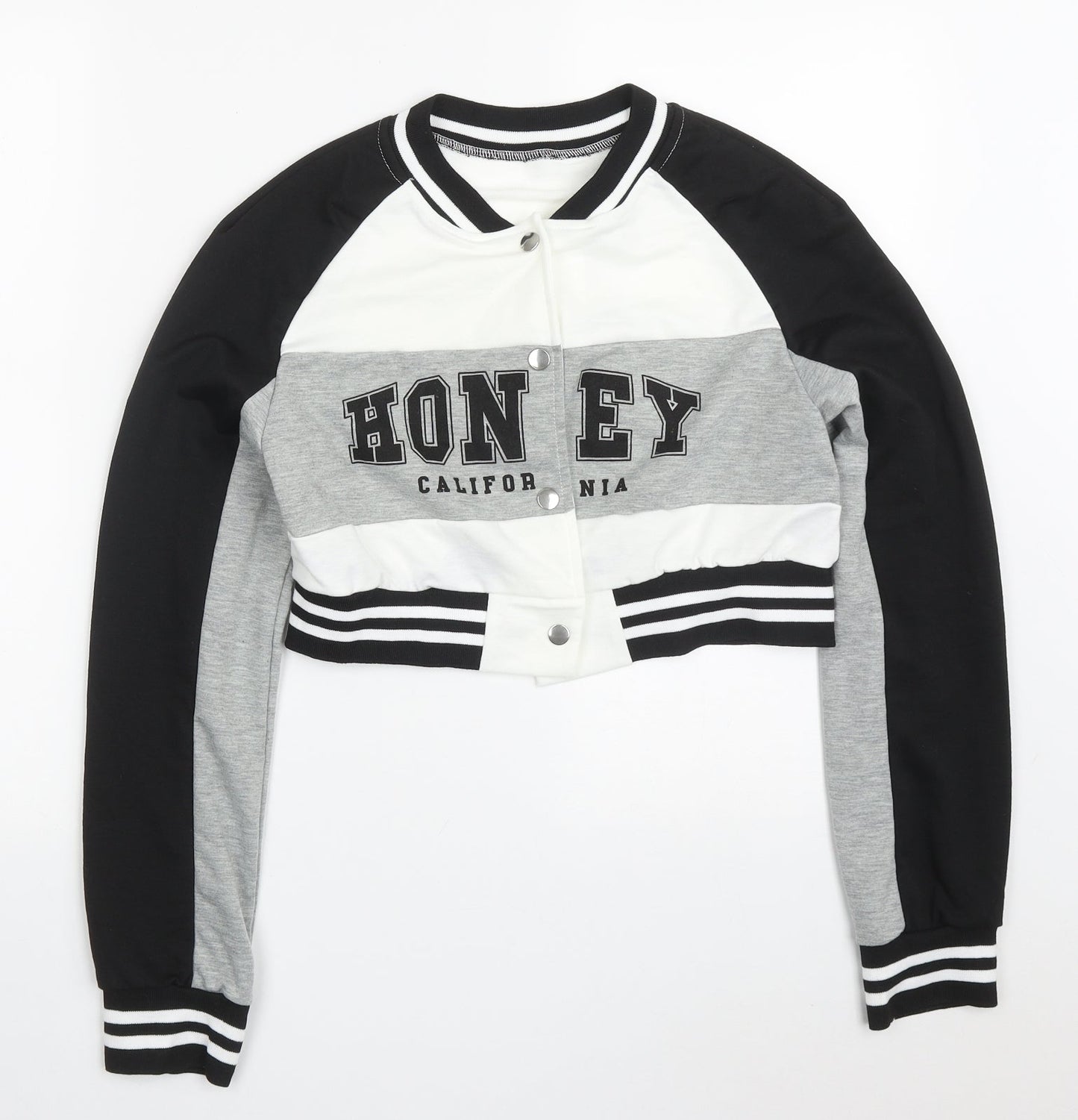 SheIn Womens Grey Striped  Jacket  Size M  Button - Honey California