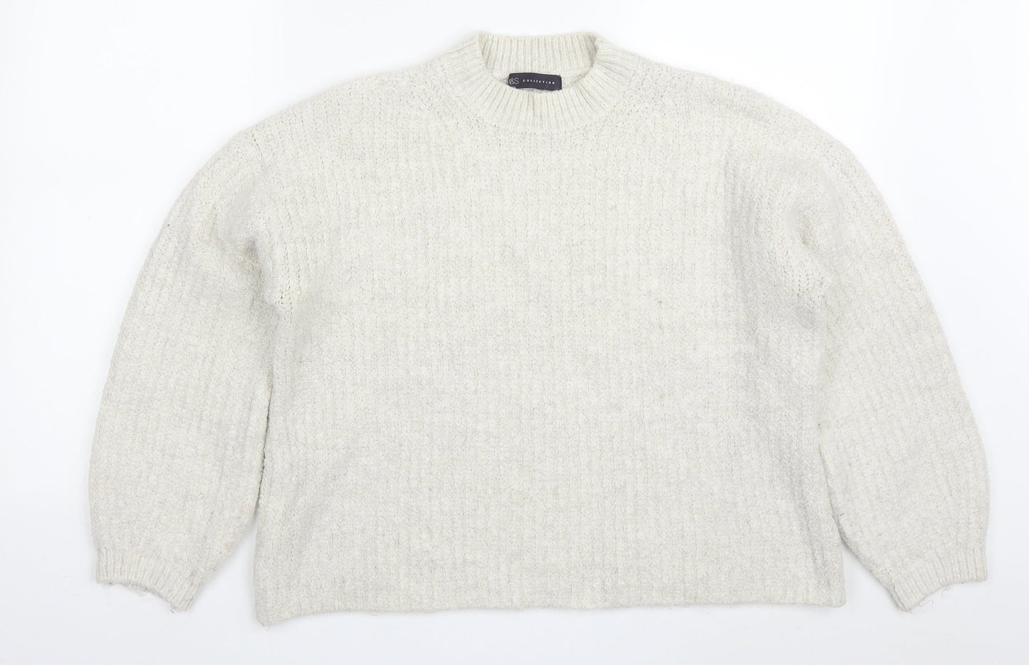 Marks and Spencer Womens Beige Round Neck  Acrylic Pullover Jumper Size M