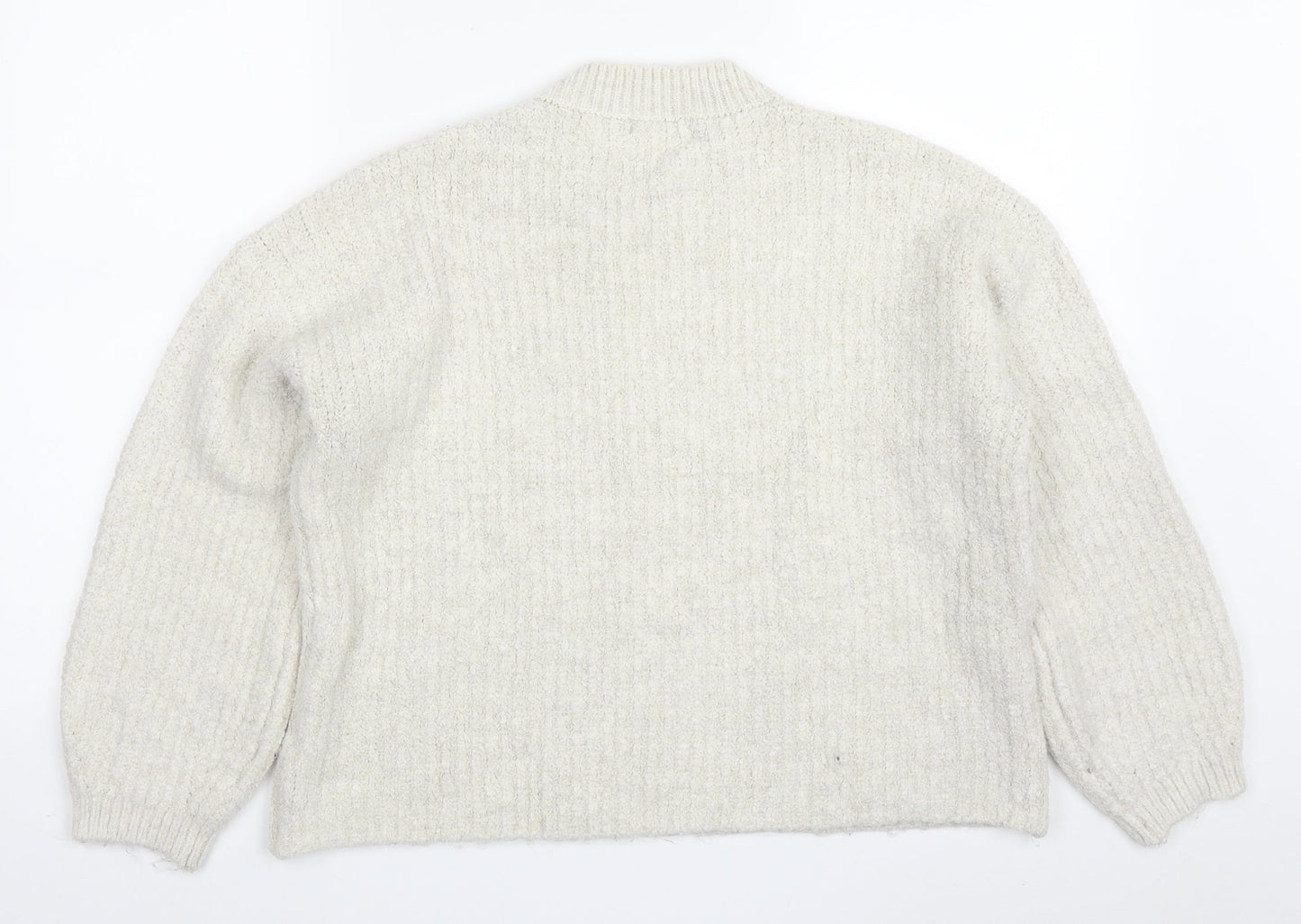 Marks and Spencer Womens Beige Round Neck  Acrylic Pullover Jumper Size M