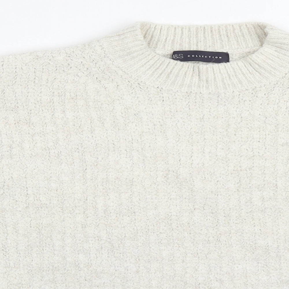 Marks and Spencer Womens Beige Round Neck  Acrylic Pullover Jumper Size M