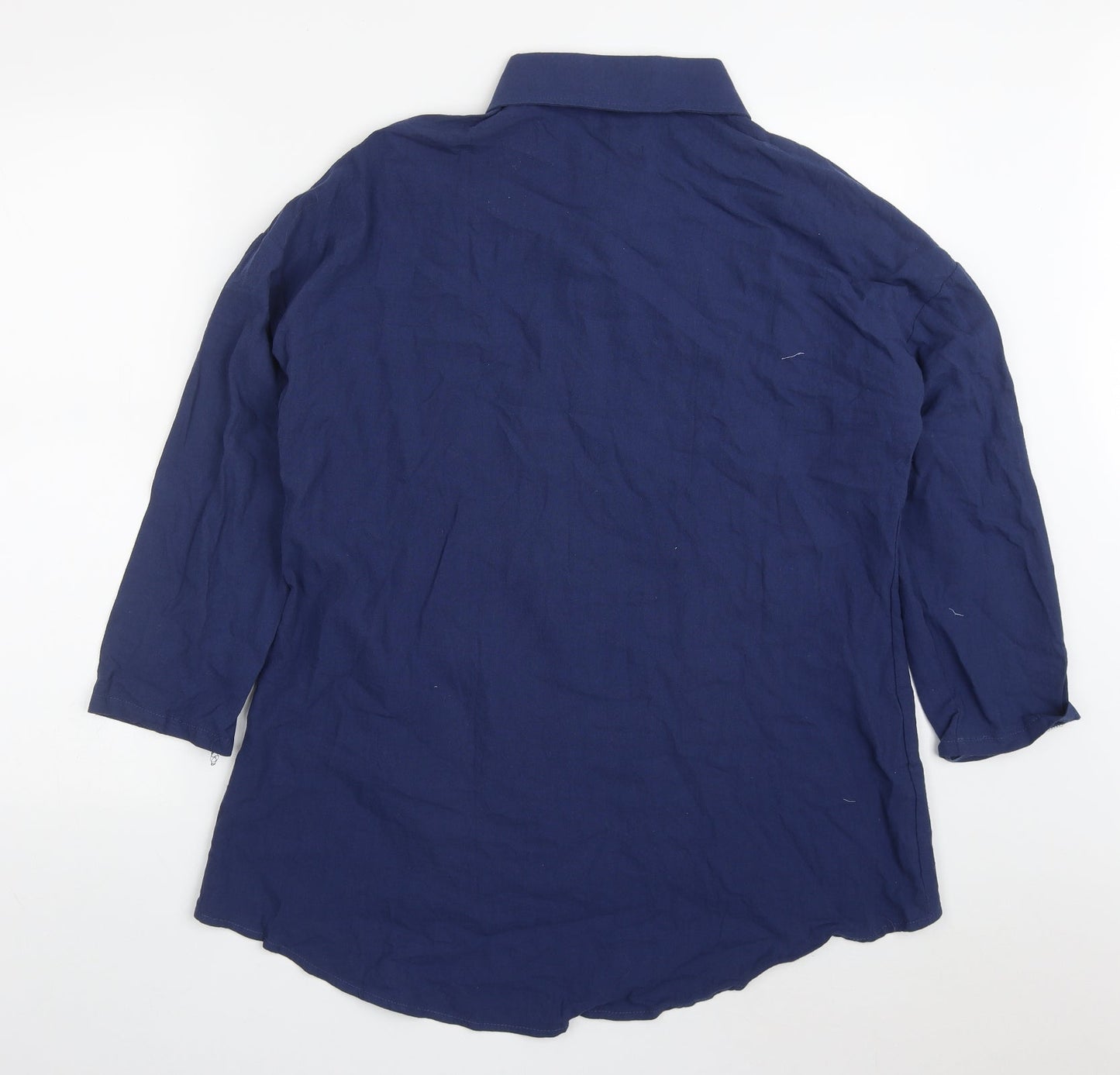 Preworn Womens Blue  Cotton Basic Button-Up Size L Collared