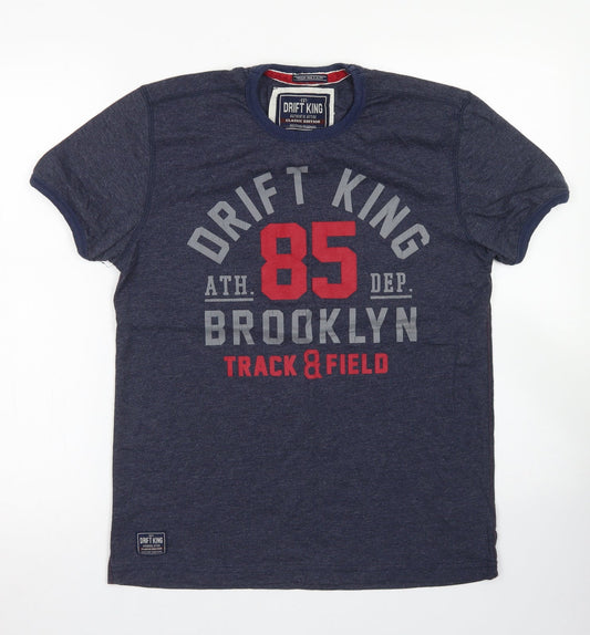Drift King Mens Blue  Polyester  T-Shirt Size S Crew Neck