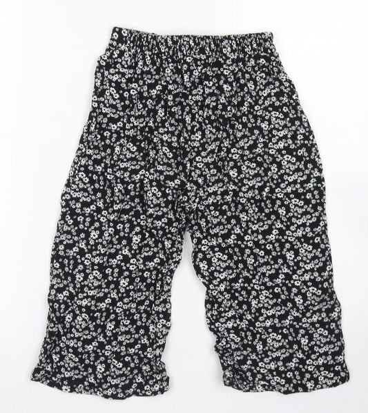 Miss E-vie Girls Black Floral Viscose Culotte Shorts Size 8-9 Years  Regular